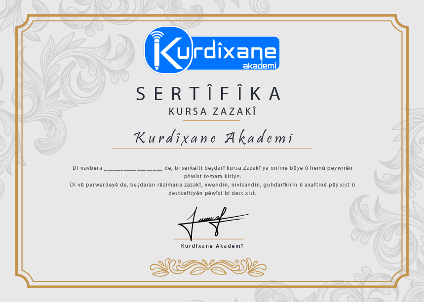 Kürtçe - Zazakî Sertifikası
